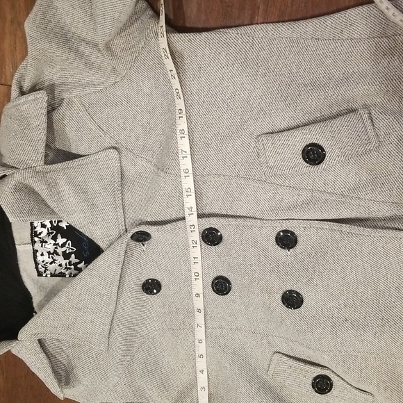 Sebby Grey Tweed Like Hooded Winter Pea Coat - Picture 8 of 10